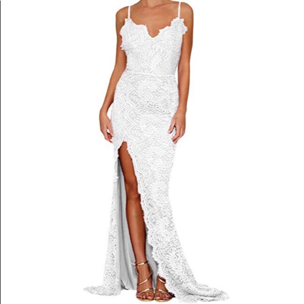 Women's Floral Lace Split Long Gown